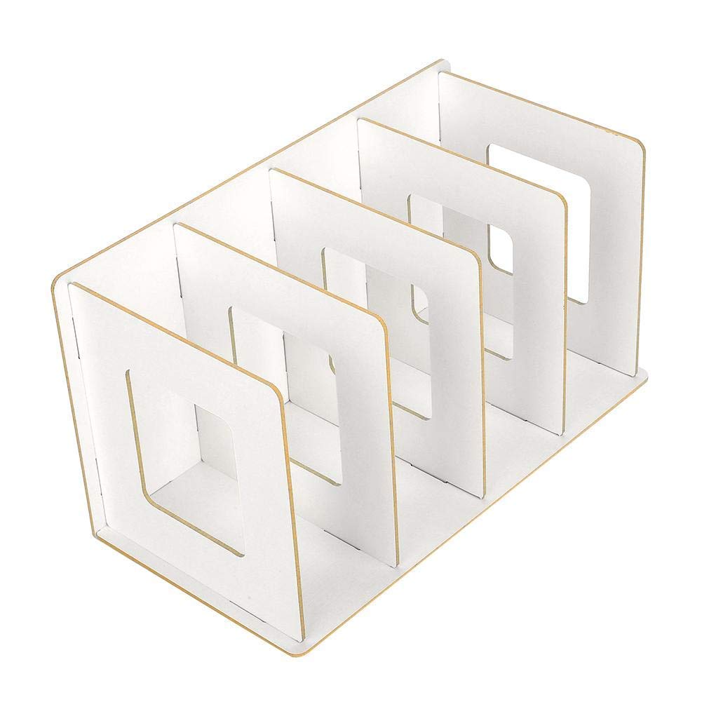 Fdit Wooden Desktop Bookshelf Rack Storage Shelf Bookcase for Home School Office Organizer Warm White