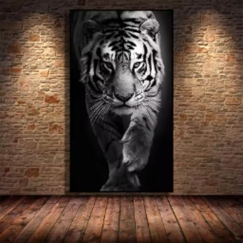 Tableau tigre marchant impression sur toile haute définition - 3
