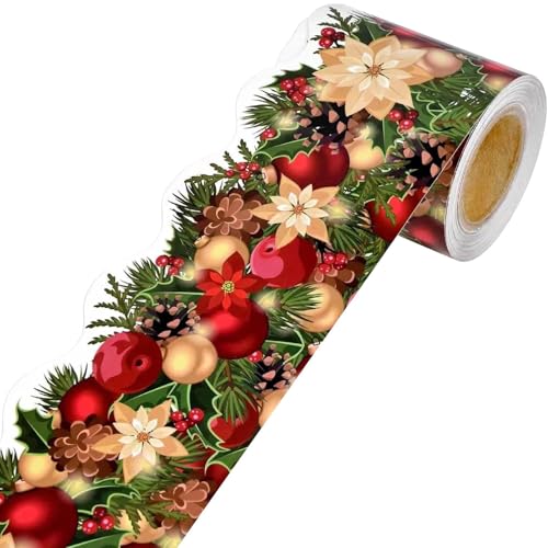 Playa de Navidad para tablón de anuncios, bordes de tablero de ajedrez navideño | Pegatinas decorativas de borde de vacaciones,Pegatinas de borde de ventana de vacaciones decoración artesanal para