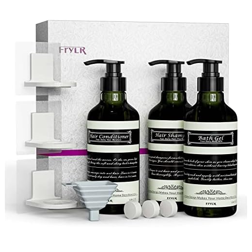 Frylr Wall-Mounted Shower Dispenser 3 Chambers (17.5 Oz Each) No Drilling Bathroom Lotion Dispensers Self-Adhesive Plastic Pump Bottles Empty for Shampoo/Conditioner Filling Dark Green