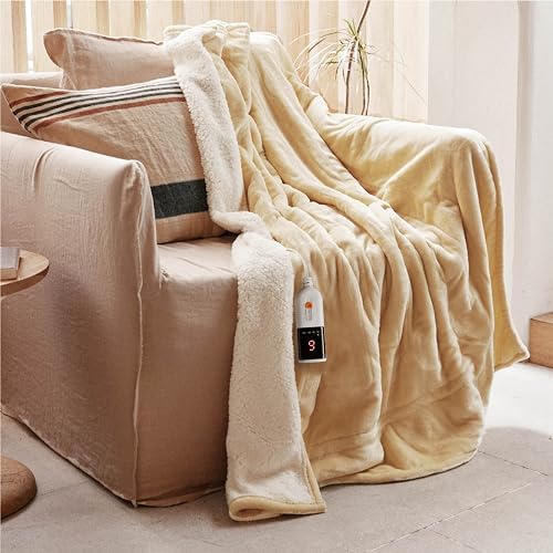 GOTCOZY Couverture Chauffante 130x180 cm - Flanelle plaid chauffa...