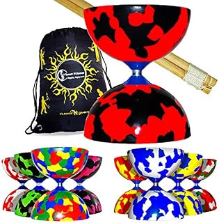 Juggle Dream JESTER Diabolos + Wooden Diabolo Sticks, Diablo String & Travel Bag! Beginner Diabolo Set For Kids & Adults! (Black/Red)