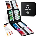 Ohuhu イラストマーカー 筆・極細 水性ペン 80色セット 水彩 イラストペン 筆先 ツインマーカーペン カラーペン 塗り絵 絵描き 手帳 色塗り カード作り 持ち運びに便利 収納ケース付き