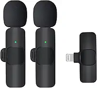Microfone de lapela sem fio Wirecast K9 Microfone de lapela dupla - versátil para iPhone - ideal para podcast, transmissão, karaokê, discurso, chamadas de conferência e muito mais