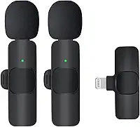 Microfone de lapela sem fio Wirecast K9 Microfone de lapela dupla - versátil para iPhone - ideal para podcast, transmissão, karaokê, discurso, chamadas de conferência e muito mais