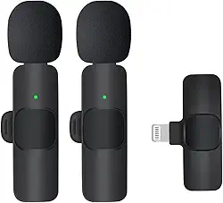 Microfone de lapela sem fio Wirecast K9 Microfone de lapela dupla - versátil para iPhone - ideal para podcast, transmissão, karaokê, discurso, chamadas de conferência e muito mais