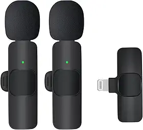 Microfone de lapela sem fio Wirecast K9 Microfone de lapela dupla - versátil para iPhone - ideal para podcast, transmissão, karaokê, discurso, chamadas de conferência e muito mais