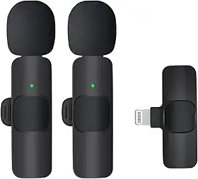 Microfone de lapela sem fio Wirecast K9 Microfone de lapela dupla - versátil para iPhone - ideal para podcast, transmissão, karaokê, discurso, chamadas de conferência e muito mais