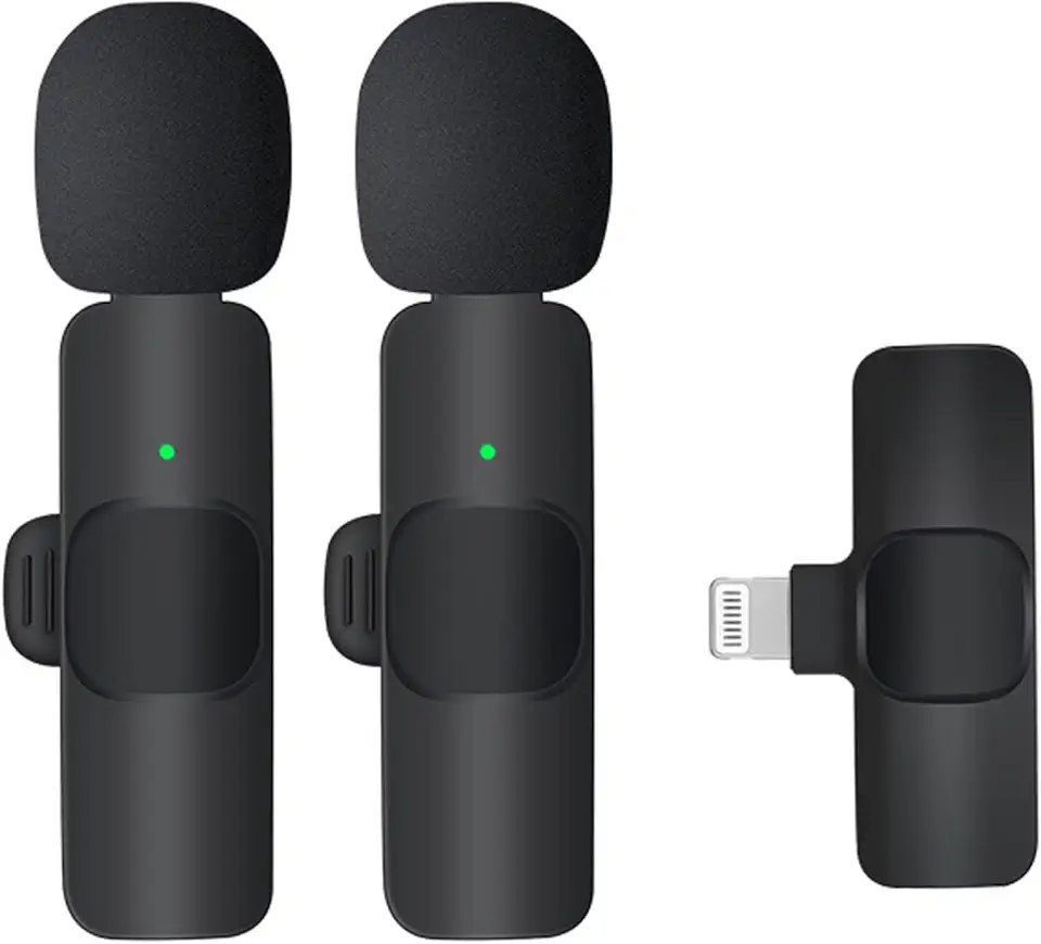 Microfone de lapela sem fio Wirecast K9 Microfone de lapela dupla - versátil para iPhone - ideal para podcast, transmissão, karaokê, discurso, chamadas de conferência e muito mais