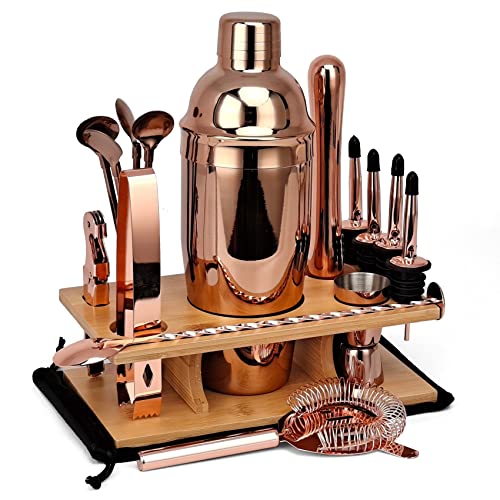 Kit de coctelera de 17 piezas con soporte y accesorios