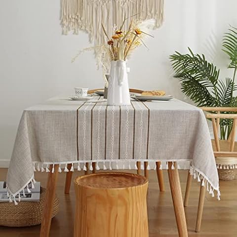 VIVILINEN Rectangle Table Cloth Cotton Linen Tablecloth Table Protector Cover for Home Decor Kitchen Dinning Room Cover
