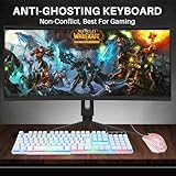 Combrite Raptor White Gaming Keyboard And Mouse Set With Large Mouse Pad, Rainbow LED Illustrated Keys, USB Wired Desktop Combo, UK Layout, For Desktop PC, Laptop, PS4, PS5, Xbox One - Image 3