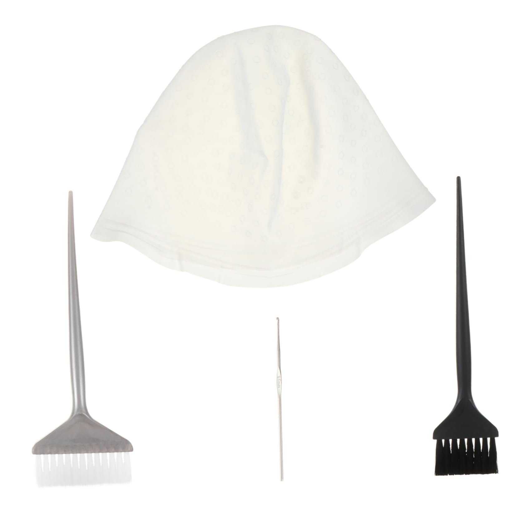 Beatifufu Silicone Highlight Kit Hair Dyeing Cap Set Metal Crochet Hook 2 Hair Tints for Home Salon Use