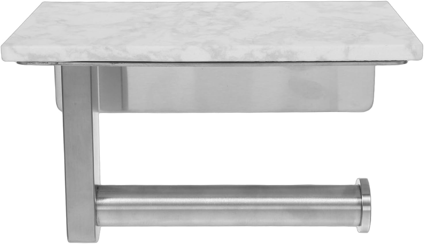 Zerodeko Wall Mounted Toilet Paper Holder with 304 Stainless Steel Brushed Finish and White Marble Shelf, Small Size Tissue Rack for Bathroom Organization and Washroom Use
