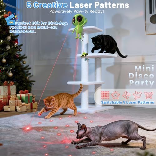 ORSDA Laser Cat Toys, 2 in 1 Automatic Dual Laser & Catnip UFO Dangler Cat Toys for Indoor Cats, Truly Random Trajectory Radar Motion-Activated, Rechargeable 4 Modes, Clamp Design, Green — view 5