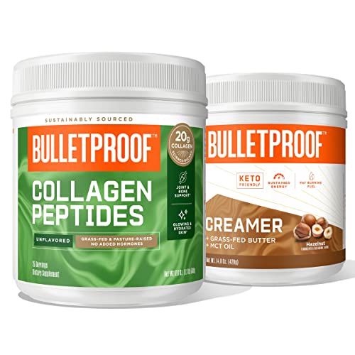 Bulletproof Unflavored Collagen Protein Powder, 18G Protein, 17.6 Oz, Grass Fed Collagen Peptides And Amino Acids│Keto Creamer, Hazelnut, 2G Net Carbs, 10G Quality Fats From Powdered Mct Oil #TOP14