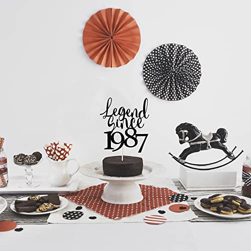 Yuinyo Legend Since 1987 Glitter Happy Birthday Cake Topper, Cheers To 35Th Birthday Cake Bunting Decor,36Th Birthday Party Decoration Supplies (Black) (Black) (Black) #TOP5