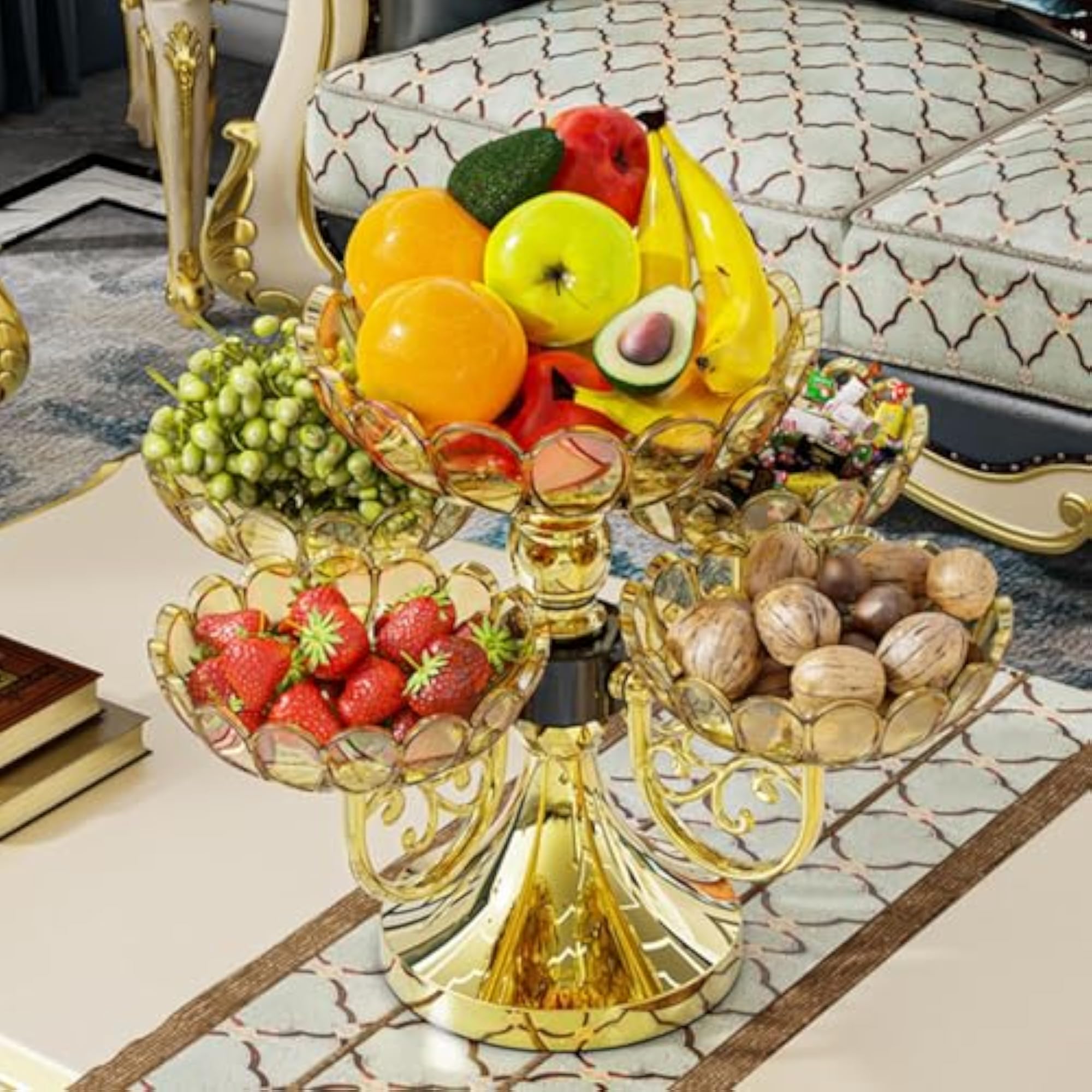 Rotating Flower Shape Appetizer Platter with 5 Bowls