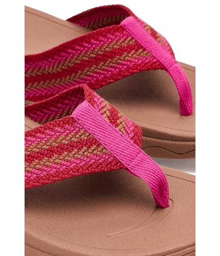 Image of FitFlop, Womens Surfa Stripe-Webbing Toe-Post Sandals, Fuchsia Rush Mix, 8.5, Medium