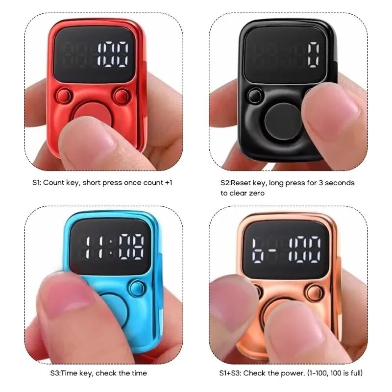 Image of Face Me Electric Finger Tally Counter Digital Tasbih Zikr Ring Pack of 1 Multicolour
