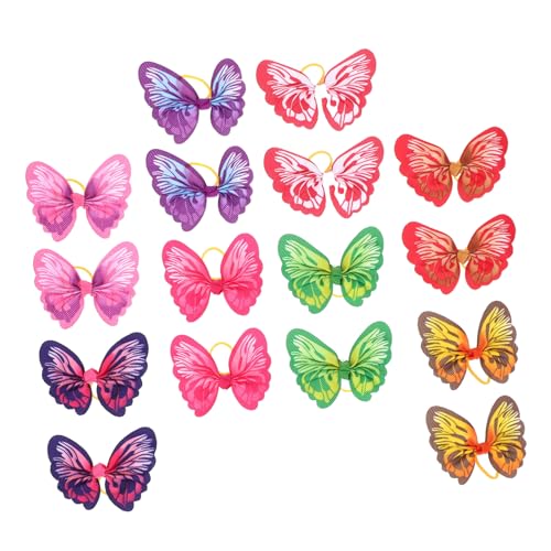 CVUTOVO 16pcs Pet Headband Elastic Dog Hair Bow Band for Puppy Party Decor Hair Tie Accessories for Dogs Cats Mixed Style