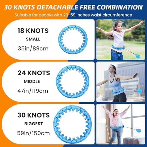 Image of Weighted Hula Circle Hoops for Adults Weight Loss, Infinity Fitness Hoop with Sweet Belt and Measuring Tape Plus Size 52 Inch, 24 Detachable Links, Exercise Hoop for Women,Girls (Design-1)