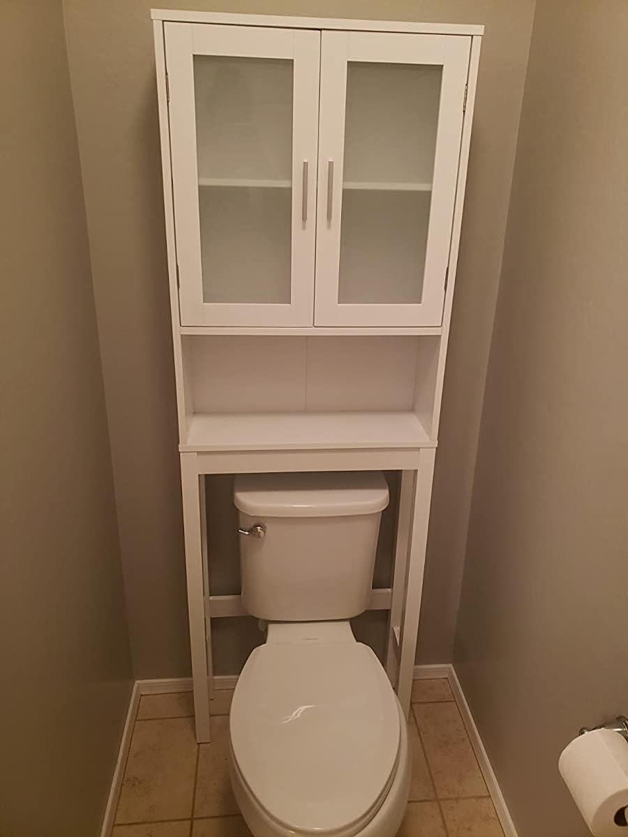 BECOMFORT Wooden Over The Toilet Cabinet Storage,BestComfort Bathroom Organizer Over Toilet Storage, Above The Toilet Space Saver Cabinet (22.5" x 7.5" x 61")