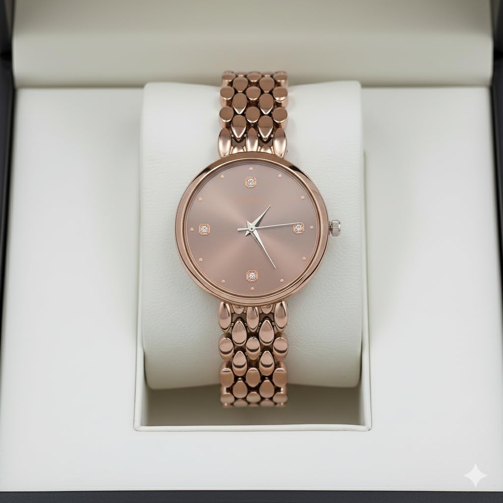 styledose Women’s Diamond Studded Watch | Premium Metal Bracelet Strap | Analog Quartz Movemnet Ladies Wrist Watch | Watch for Women & Girls | Wrist Watches for Women's & Girls&Ladies (Brown) 2