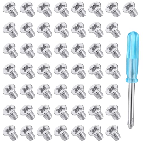50 Pcs 2.5 inch Hard Drive Screws with 1 Pcs Screwdriver Flat Phillips Head Hard Drive Screws M3 x 5 mm Phillips Flat-Head Screw Replacement Stainless Mounting Screw for Computer PC Laptop Case Silver