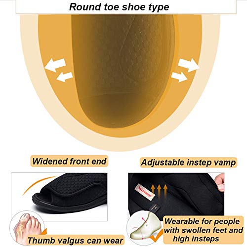 W&LESVAGO Extra Wide Open toe Diabetic Sandals for Men, Adjustable Width Edema Shoes, Comfortable Men Slippers for Elderly Swollen Feet2