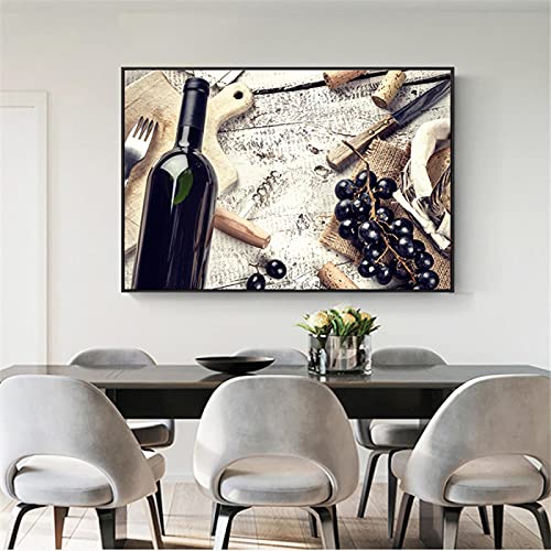 Toile moderne de vin et raisin 40x60 cm pour habiller un mur vide