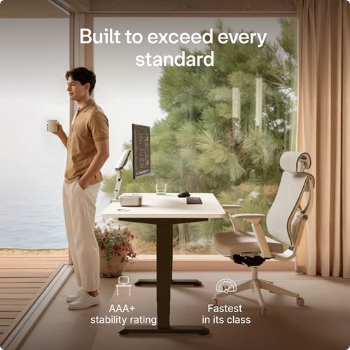 Image of Desktronic HomePro Standing Desk 80x30 - Made in Europe, Ergonomic Sit Stand Home Office Desk, Electric Height Adjustable, Dual Motor, USB & USB-C Charging, Wobble-Free, Touchscreen, 3 Memory Presets