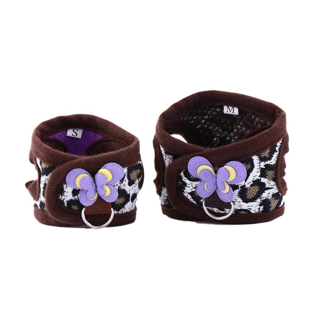 Pokinge Small Animal Harness Vest and Leash Set, Cute Mesh Breathable Rabbit Chest Strap Outdoor Guinea Pig Walking Leash Clothes for Hamster(M,D)