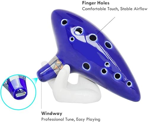 Miniatura 6 de SENHAI Ocarina Instrumento con correa para el cuello y libro de canciones, Ocarinas Alto C de 12 hoyos con caja de regalo, soporte de exhibición en