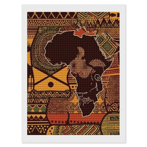 Kit peinture diamant 5D adulte carte africaine ethnique 30x40