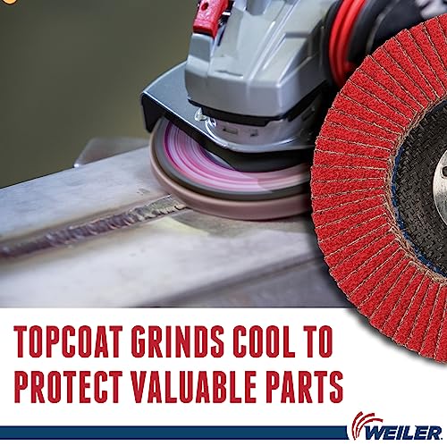 Image of Weiler 50100 Saber Tooth 7 /8 inch Arbor, 4-1 /2 inch Diameter, 36 Grit, Ceramic, Phenolic Backing, Angled Abrasive Flap Disc