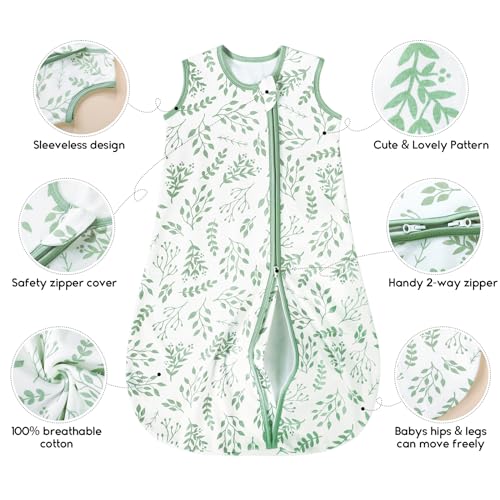 Image of Yoofoss Baby Sleep Sack 0-6 Months TOG 1.0 Baby Wearable Blanket, 2 Pack 100% Organic Cotton Infant Toddler Sleeping Sack 2-Way Zipper Lightweight Sleep Sack