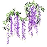 fiori glicine fritti 【Contenuto Della Confezione】Questo prodotto comprende due ghirlande di fiori di glicine artificiali, ciascuna con dieci steli riccamente adornati di fiori sbocciati. La lunghezza totale della ghirlanda è di 180 cm, con ogni stelo che misura 60 cm. (Nota: i bouquet potrebbero comprimersi durante il trasporto. Al ricevimento, sistemare delicatamente gli steli e asciugare i capolini con un asciugacapelli per ripristinarne la forma originale).