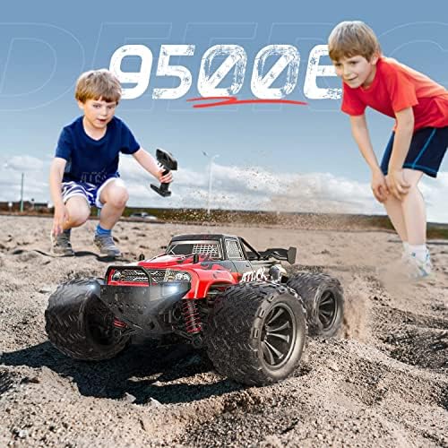 DEERC 9500E High Speed RC Car, 1:16 Scale RC Monster Truck,Racing Hobby Car for Adults, 40+kmh, 4WD All Terrain Off-Road Remote Control Car, 2.4Ghz RC Crawler, 2 Battery, Toy Gift for Kids