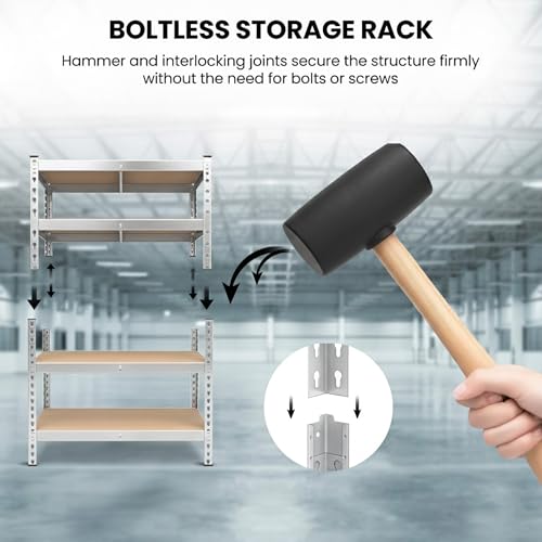 Image of Robustt 4-Tier Multipurpose Storage Rack | Bolt-Free Assembly | Galvanized Metal | Thick MDF Board | 175kg Capacity Per Shelf | 54 x 24 x 12 Inches Adjustable Shelf Rack for Home, Garage & Shop