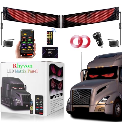 2PCS Devil Eyes Light for Cars?23.4in x 4.7in?Led Eyes for Car Windshield?Programmable Led Sign?Controlled by a Remote Control and a Bluetooth APP?Suitable for Small Cars.