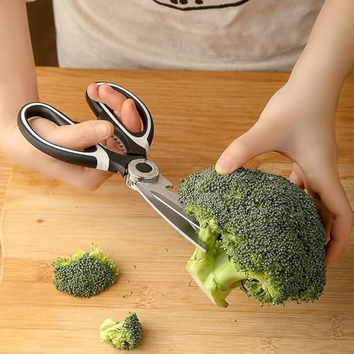 Image of Titanium Kitchen Scissors | Anti-microbial, rust-free and detachable blades | Cuts through meat, soft bones | Nut-cracker | Scaling fish