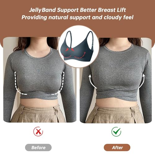 Image of OEAK Womens Wireless Jelly Bras Comfortable Push Up Bra No Underwire Gel Bra Full Support Lift Everyday Seamless Tshirt Bras