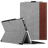 Der Deckel kann als Unterlage für die Tastatur entfaltet werden und schützt die Tastatur vor Kratzern. Während der verlängerte Deckel zugeklappt wird, werden sowohl das Microsoft Surface pro 12,3 