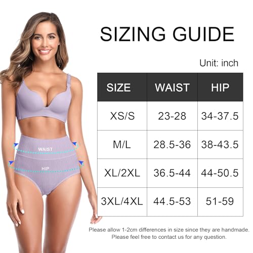 Image of Women's High Waist Cotton Underwear - Soft, Super Stretchy Briefs, Full Coverage Panties