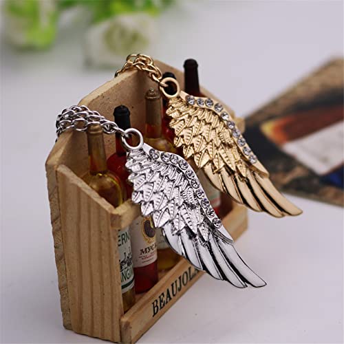 Image of WCRAZYE Shiny Rhinestone Metal Feather Lapel Pin Angel Wings Tassel Chain Brooch Collar Pins for Women Girls Men's Animal Eagle Pin Suit Sweater Shawl Coat Breastpin Accessories