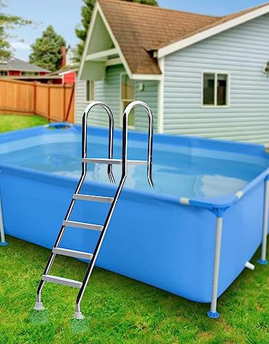 Escalera para piscina sobre suelo 4 peldaños acero inoxidable miniatura 1