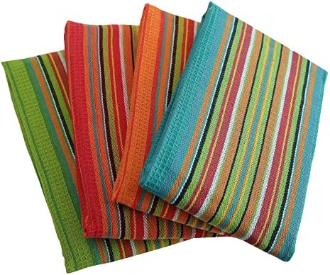 DG Collections 100% Cotton Salsa Kitchen Towels – 8 Pack, Super Absorbent Dish Towels, 16x28 Inch, Lint-Free, Durable Weave – Reusable Kitchen Cleaning Cloths for Home & Restaurants