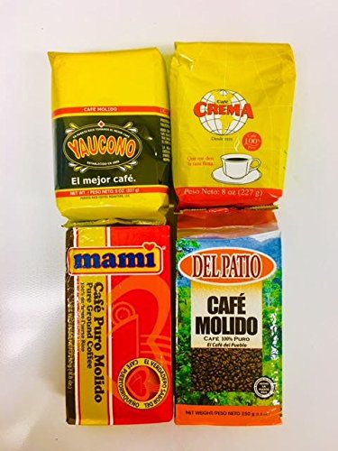 Puerto Rico Coffee Lovers - Value Pack 1 (Yaucono, Crema, Mami, Del Patio) & Two Pouches of Accent Garlic,Onion & Annatto Seasoning as a free Sample!