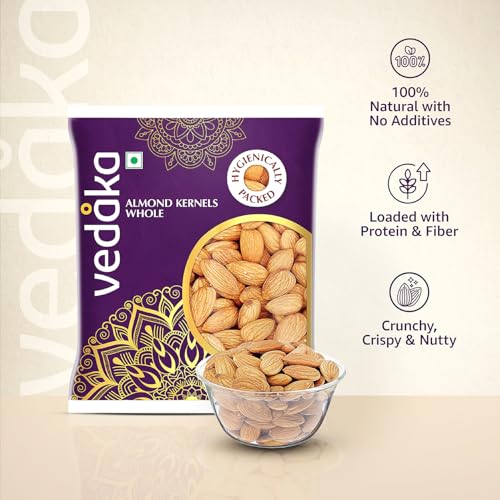 Image of Amazon Brand - Vedaka Almonds | 200 g | California Almonds | 100% Natural Badam Giri | Rich In Protein & Dietary Fiber | Crunchy Texture & Delicious Nutty Flavour | No Added Preservatives